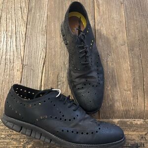 Cole Haan Black Perforated Oxfords